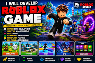 create a custom roblox game with scripting and UI