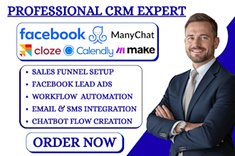 do facebook lead ads manychat cloze calendly make workflow automation