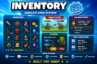 script combat, dialogue, inventory, ai systems and features for godot 4 game