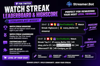give a watchstreak leaderboard widget for twitch