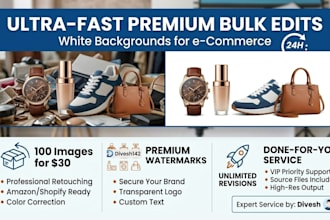 do bulk photo background removal and add watermark professionally
