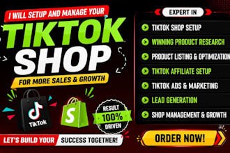 setup tiktok shop, tiktok affiliate, tiktok ads and dropshipping store
