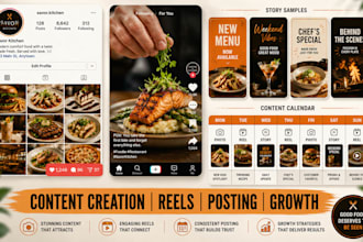 create and manage instagram and tiktok content for your restaurant or food brand