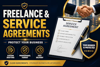 draft a professional freelance and service agreement for your business