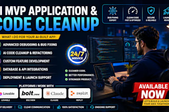 develop fix and optimize mvp apps using lovable, replit, bolt and claude