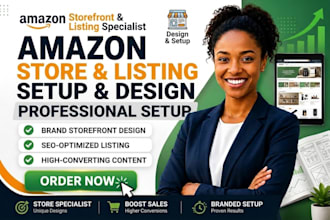 setup your amazon fba store storefront design and product listing