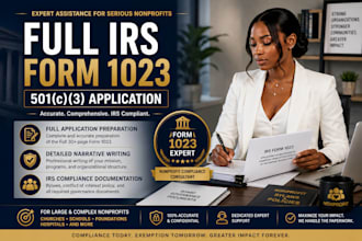 prepare your full irs form 1023 for 501c3 tax exemption