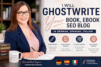 ghostwrite book ebook article blog fiction non fiction in german italian spanish
