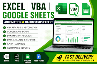 do excel, vba, google sheets, apps script automation and dashboards
