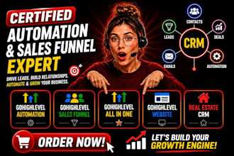 set up gohighlevel CRM automation, go highlevel sales funnel, ghl website expert
