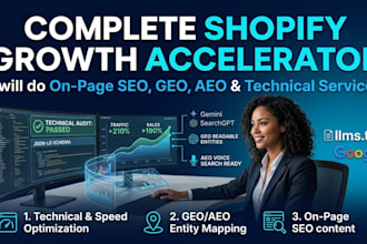 do onpage SEO GEO aeo and technical service for shopify websites