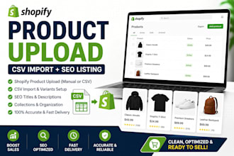 shopify products upload CSV import product listing with SEO