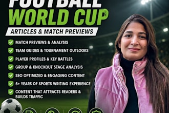 write SEO football world cup articles and match previews