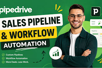 setup pipedrive CRM, sales pipeline, workflow automation, and integrations