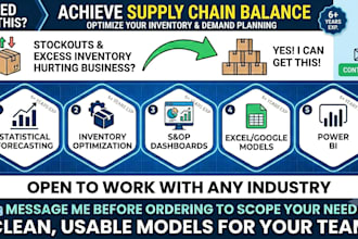 build demand forecasts, inventory plans, and reports using excel