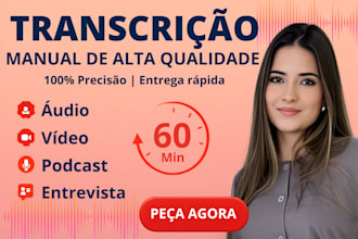 transcreverei vídeos, entrevistas, podcasts, áudios e outros