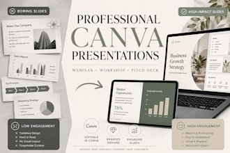 design a professional canva presentation pitch desk or webinar slides