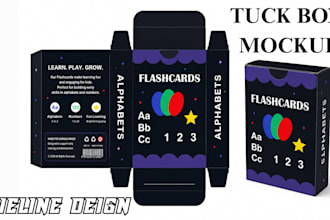 design custom card game tuck box packaging and card box mockup