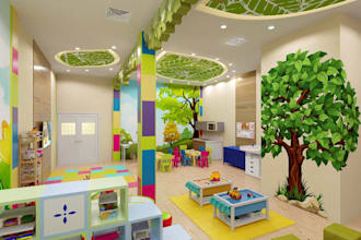 remodel interior daycare centers, preschool layout design,kids playground render