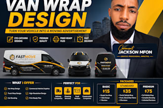 create professional van wrap, vehicle wrap and fleet branding design