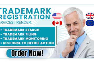 help with trademark registration USA, UK, eu or canada and search