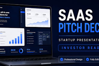 design saas pitch deck, tech startup deck and software presentation design