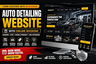 build auto detailing, car wash, car detailing website with online booking