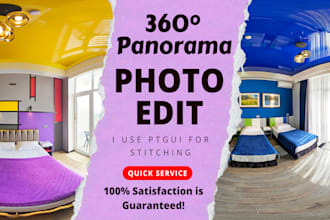 provide professional 360 panorama stitching and editing services