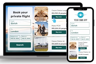 develop private jet booking and charter website, aircraft brokerage website