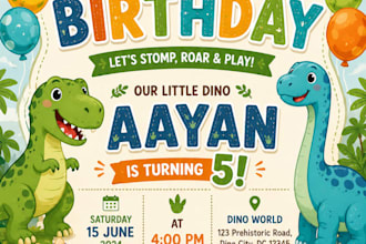 create custom kids birthday invitation cards