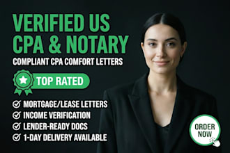 write US CPA letter, comfort letter, and income verification