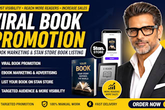 do viral book promotion,ebook marketing,and listing your book to your stan store
