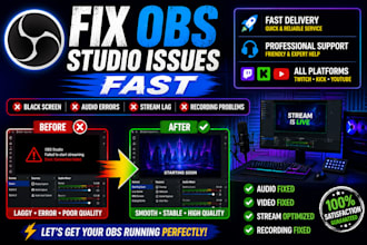 fix obs studio issues, streaming errors, audio and video problems