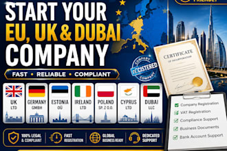 register company in germany gmbh, poland, cyprus, estonia, ireland, dubai
