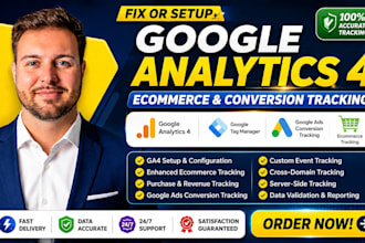 set up google analytics 4, ga4, GTM, ecommerce and conversion tracking