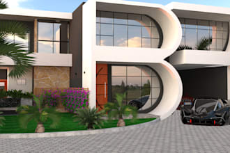 custom architectural 3d exterior renders with initials