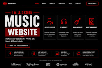 design squarespace music website or squarespace artist website, band website