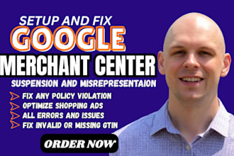 fix google merchant center suspension, misrepresentation and shopping ads issues