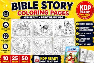 create bible story colouring pages christian illustration