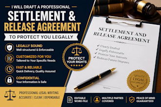 draft a settlement and release agreement to protect you legally fast