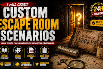 write and design a custom escape room scenario with puzzles story and game guide