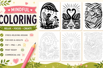 design unique monochrome coloring pages for KDP and print