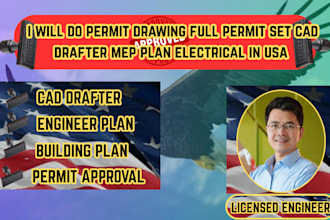 do permit drawing full permit set cad drafter mep plan electrical in usa