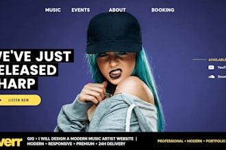 create modern music artist, band, dj website with player