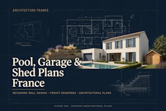 design pool plans garage shed and retaining wall drawings