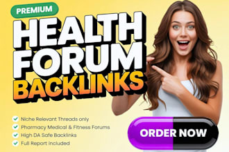 pharmacy, medical, health and fitness forum contextual backlinks