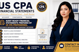 prepare audit review financial statement as US CPA profit and loss balance sheet