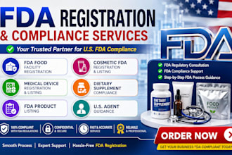 handle fda facility registration, food, drug, cosmetic and US import permit