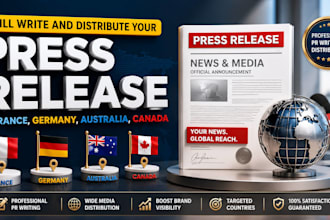 write and distribute your press release in france, germany, australia, canada