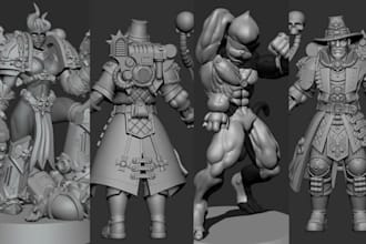 sculpt 3d character design 3d miniature model, action figure stl for 3d printing